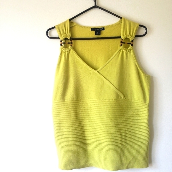 August Silk sleeveless knit cotton style top  Mustard/ochre color    Siz… - Picture 1 of 11